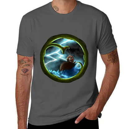 Thor vs Jormungandr T-Shirt t shirt man plain man t shirt heavy cotton T-Shirt