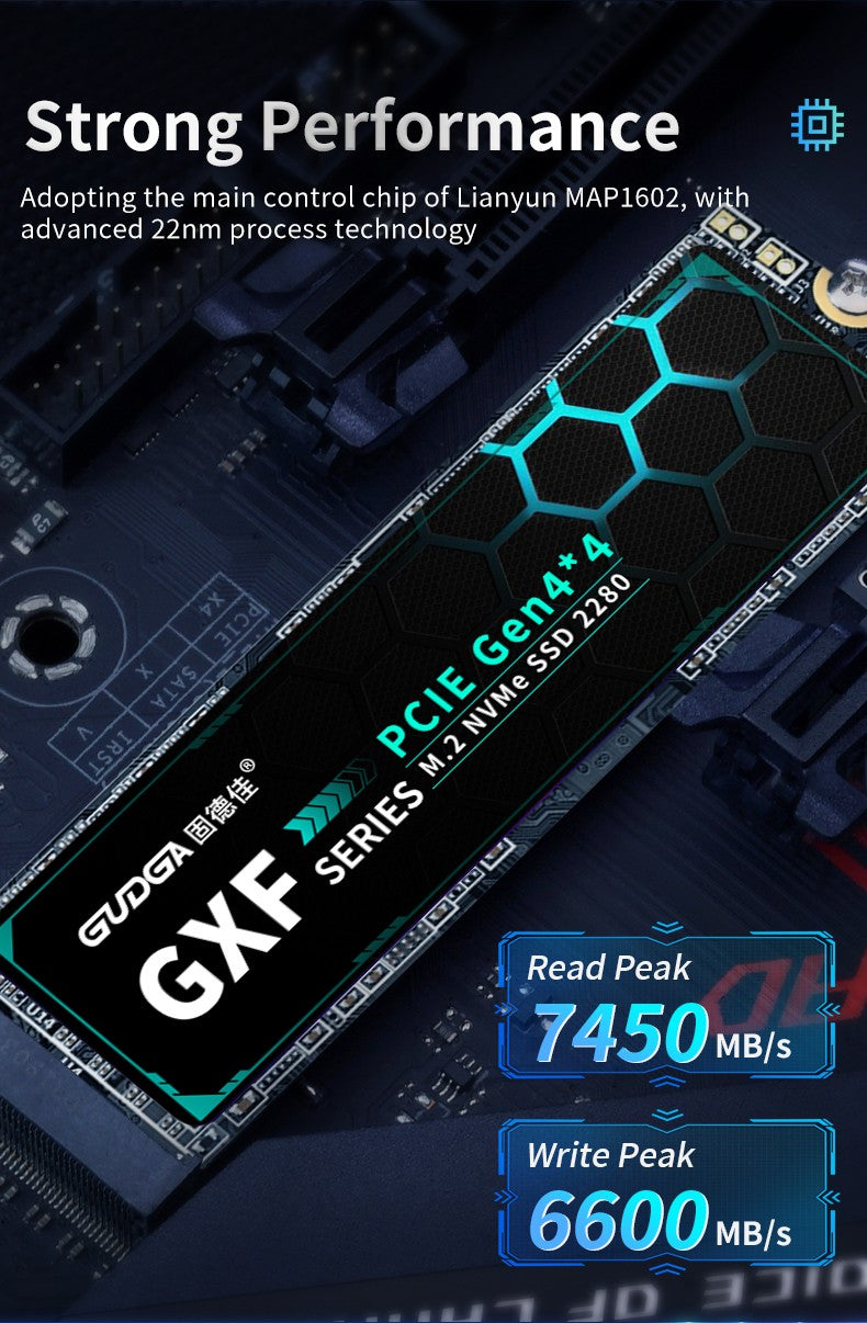 GUDGA 7450MB/s SSD M2 PCIe 4.0 NVME 2tb 512g 1TB 4tb 4 M.2 Gen4 Disco rígido de estado sólido NMVE PCIe 4.0 HDD para notebook PS5