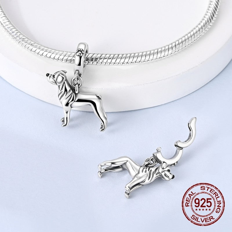925 Sterling Silver Dog Charms French Bulldog Poodle German Shepherd Beagle Dachshund Pendants Fit Bracelets DIYJewelry Gift