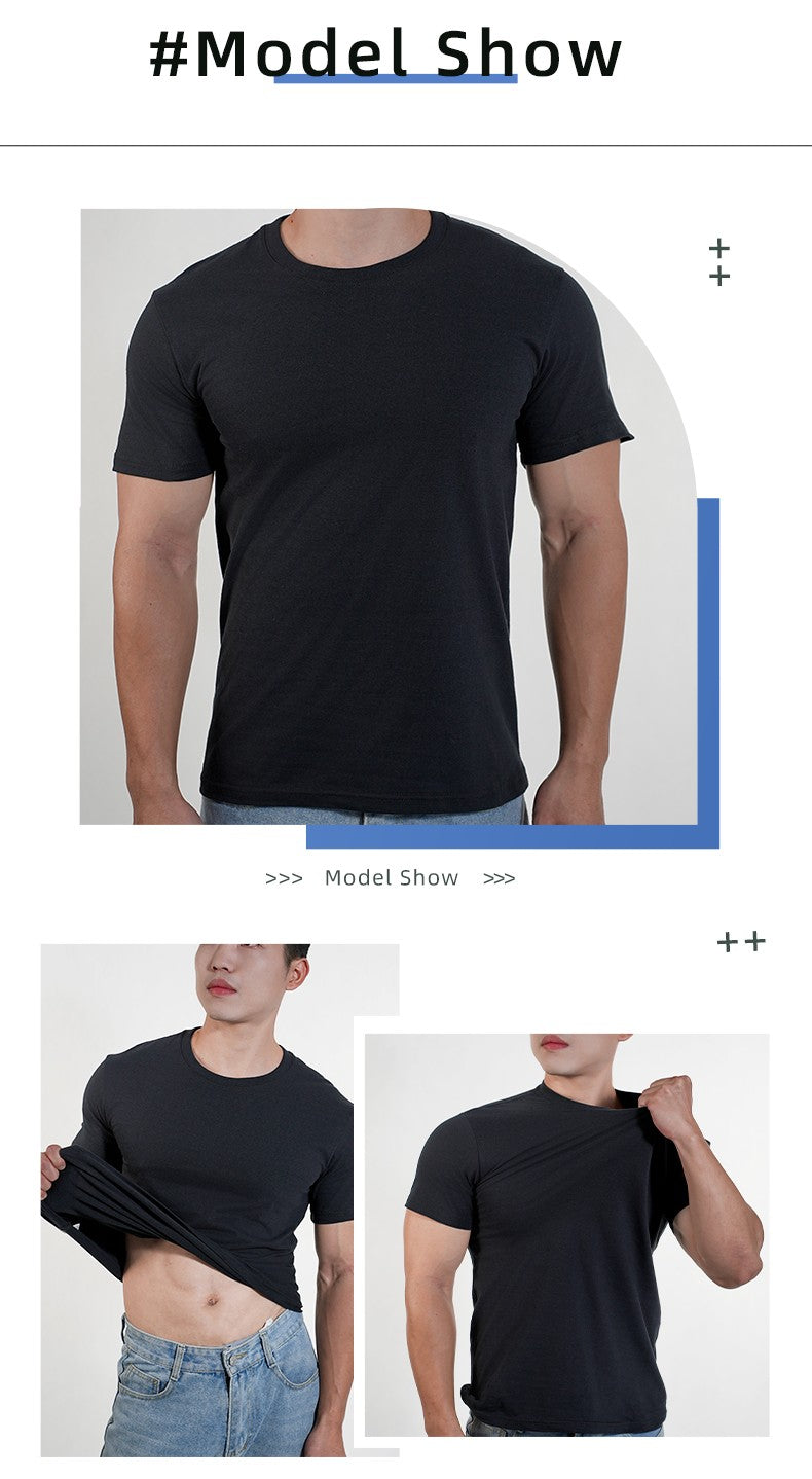 3pcs Mens Plain T-Shirt Casual 100% Cotton Slim Fit Short Sleeve Fitness Top Gym Clothes Soft Male White Black Big Size T Shirt