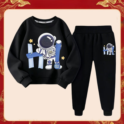 Spring Children Boy Clothes Set Kid Girls Letter Printed Sweatshirts Pullover Top And Pants 2 Piece Suit Astronaut Tracksuits
