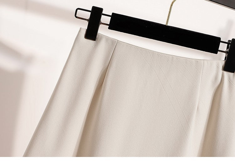 A-Line Mini Skirt High Waist Mid Length Skirts Women's Slimming Black Autumn Elastic Waist Design Solid Color Versatile Skirt