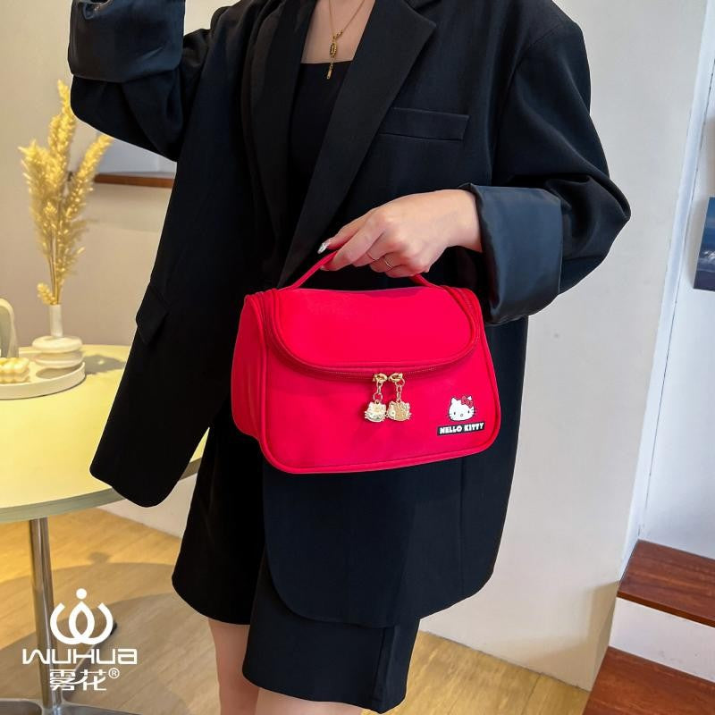 Hello Kittys Cosmetic Bag Cute Cosmetic Bag Girl Portable Large Capacity Travel Wash Up Skin Care Products Storage Bag