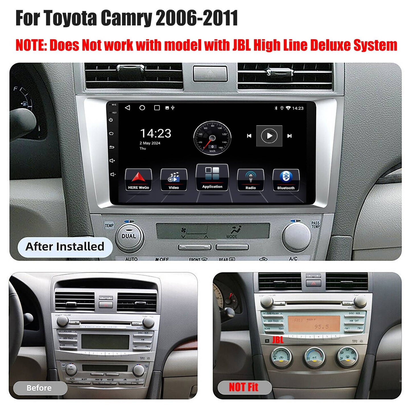 9" Android 14 Car Radio Multimedia Video Player 2 Din For Toyota Camry 2006 2007 2008 2009 2010 2011 GPS Navi Head Unit Carplay