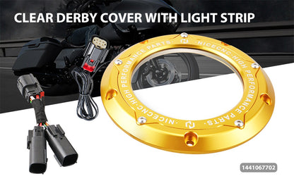 Para Harley Street Glide FLHX 2016-2023 Tampa de Embreagem Derby com Luz de LED Road King FLHR Road Glide FLTRX CVO Tri Glide Electra Glide
