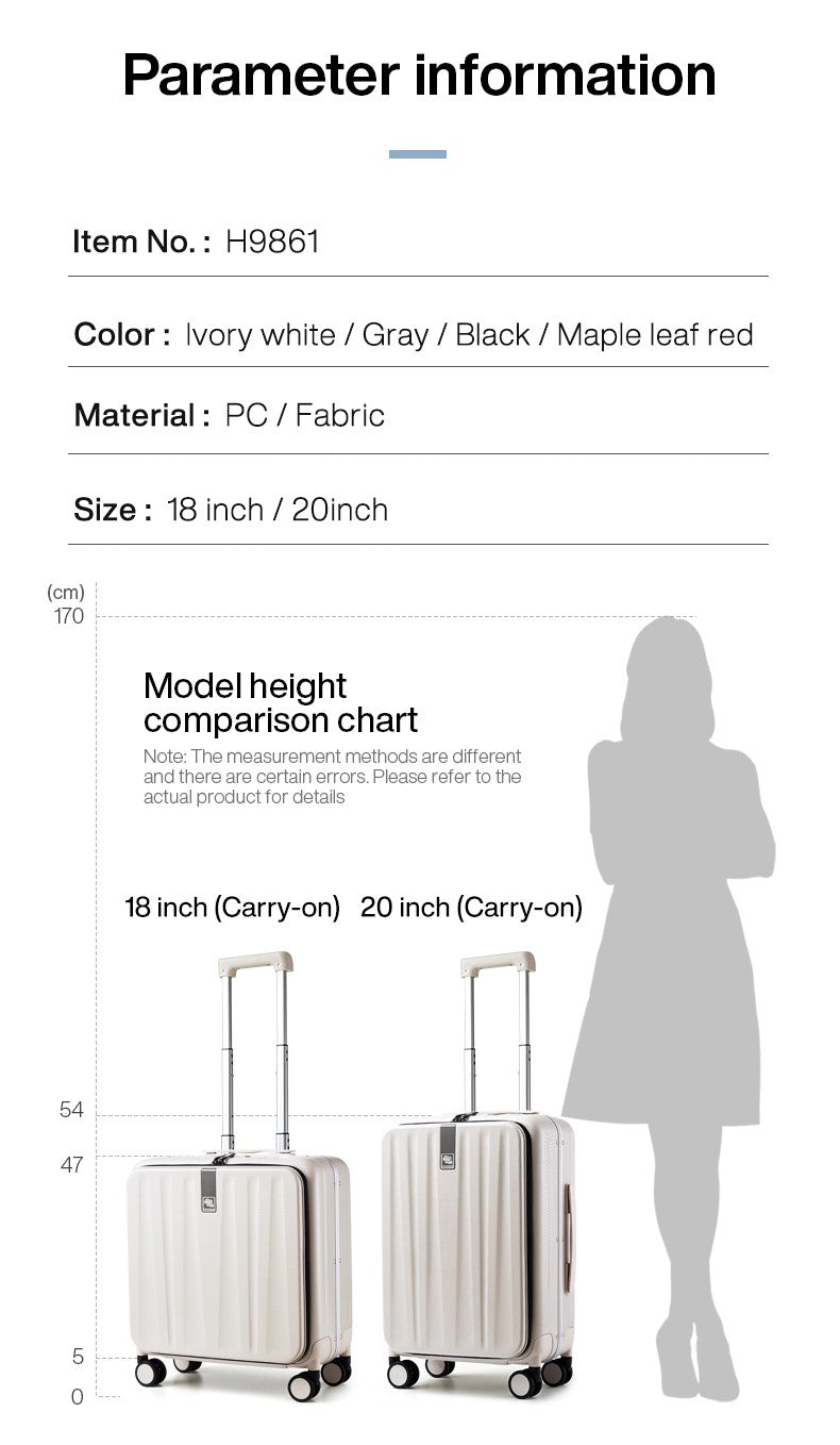 Hanke Carry On Suitcase Aesthetic Design 7mm Aluminum Frame Rolling Luggage Boarding Cabin PC Spinner Wheel TSA Lock 18" 20";;VERDADEIRO;;"Ivory White,20Inches 500mm