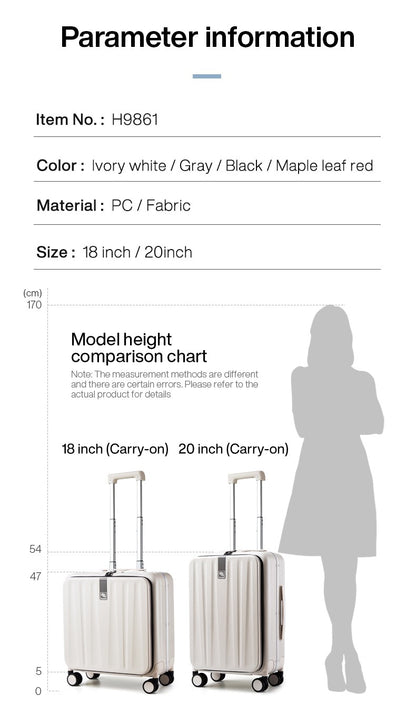 Hanke Carry On Suitcase Aesthetic Design 7mm Aluminum Frame Rolling Luggage Boarding Cabin PC Spinner Wheel TSA Lock 18" 20";;VERDADEIRO;;"Ivory White,20Inches 500mm