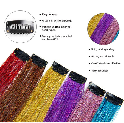5 Unidades/Pacote Extensões de Cabelo Cintilantes Presilhas Arco-Íris Brilhantes Mechas de Cabelo Resistentes ao Calor Extensões de Cabelo Cintilantes para Tranças