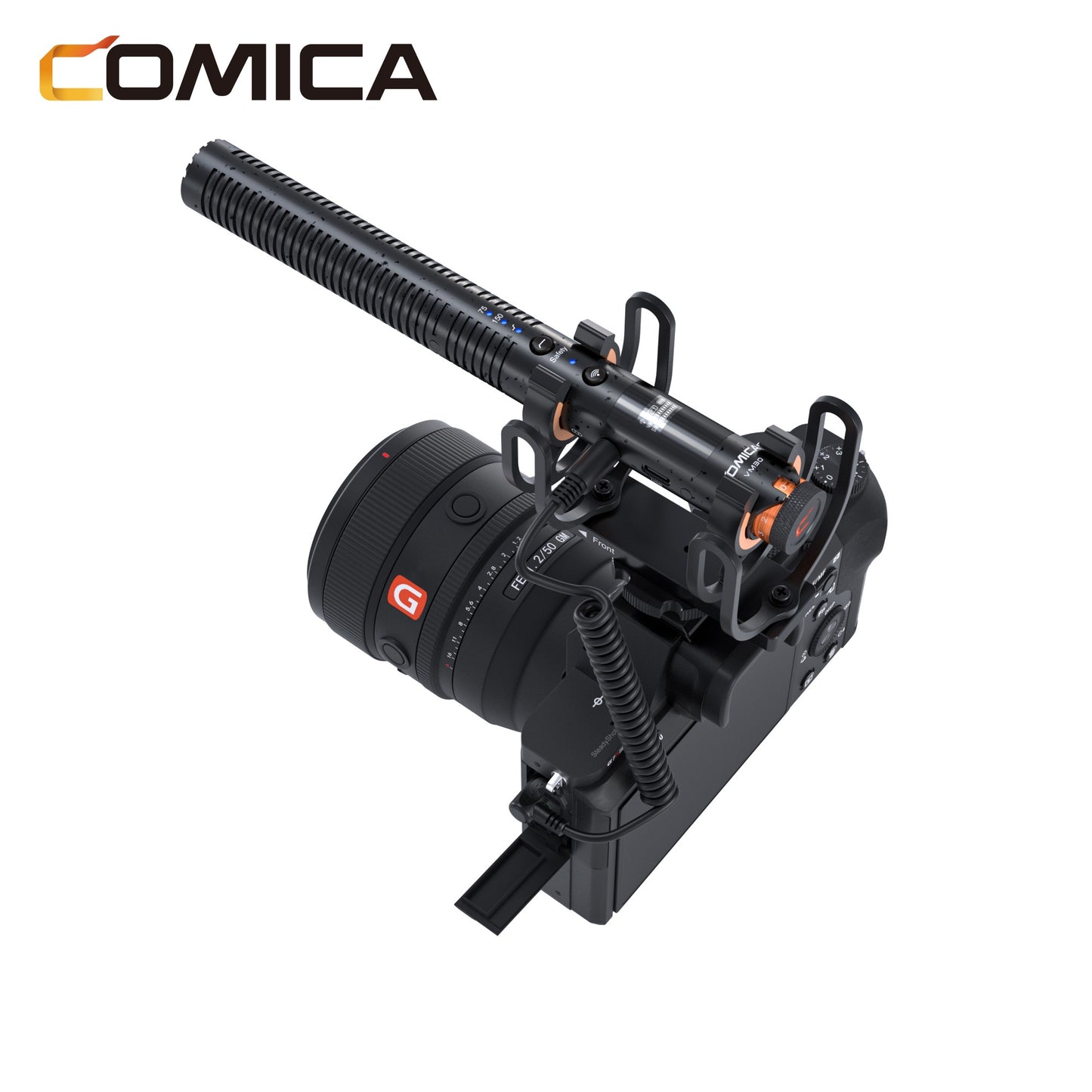 Comica VM30 2.4G Microfone Shotgun Sem Fio Supercardioide Microfone On-camera com Controle de Ganho para Câmera, Smartphone, Computador
