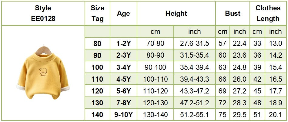 Warm and Cozy Unisex Children Fleece-Lined Base Layer Animal Sweatshirt Tops for Autumn and Winter Girls Cute Outerwear Clothes