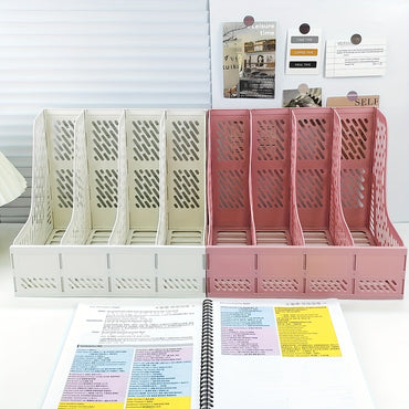 4-Tier Desktop Document Organizer with Open Grid Design - Heavy-Duty file holder, Space-Saving Vertical Organizer for Home Offic