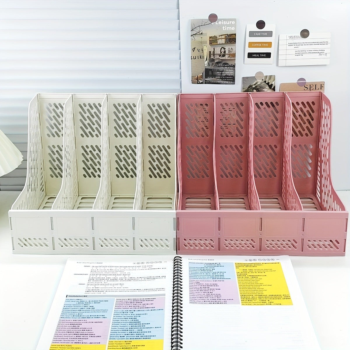 4-Tier Desktop Document Organizer with Open Grid Design - Heavy-Duty file holder, Space-Saving Vertical Organizer for Home Offic