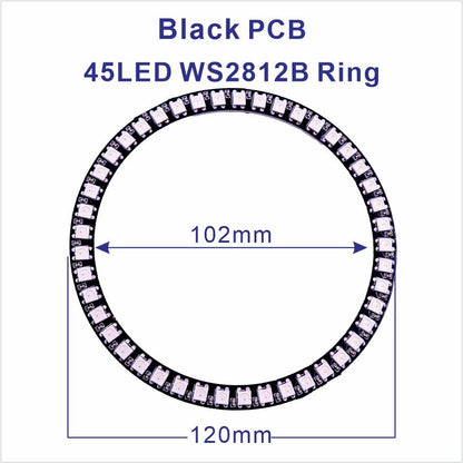 DC5V WS2812B Pixel Ring LED Panel Light Individual 8/16/24/35/45/128 LED Addressable WS2812 IC 5050 RGB LED Ring Module