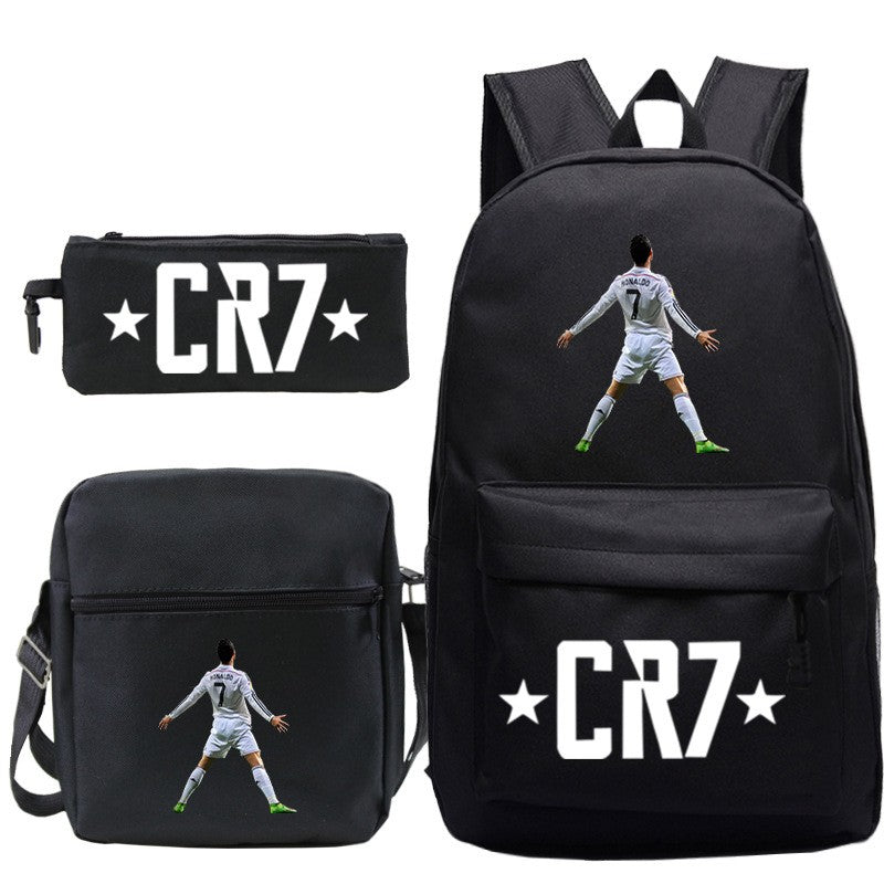 Novas Mochilas CR7 3 peças Estilo Simples Leves Meninos Meninas Bolsas Escolares Mochilas para Laptop de Grande Capacidade para Adolescentes Mochilas de Viagem para Mulheres e Homens