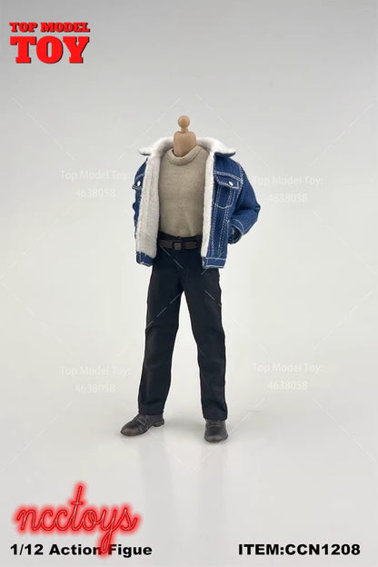CCN1205 CCN1208 1/12 Fashion Lamb Down Denim Jacket Casual Pants Clothes Accessory for 6" Male Soldier Action Figure Body