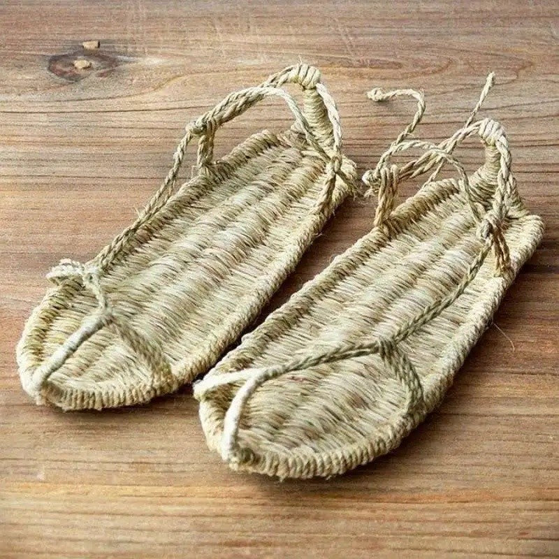 Handwoven Retro Tie-Dye Men's Sandals Comfortable Breathable Performance Slippers Versatile All-Season Flat Knot Slip-On Shoes