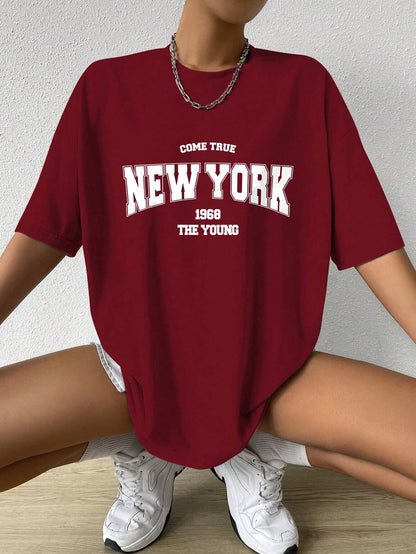 When 1968 The New York Is Young Cotton Woman Tshirts Oversize Daily Tshirts Creativity Streettshirt Individual Casual Clothes