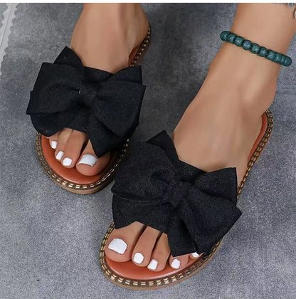 Women's Sandals Sweet Bow Summer Shoes Women Flat Sandals Inddor Outdoor Slippers Women 2025 New Sandals Summer Footwear Female