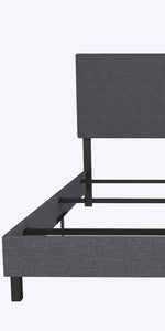 Cama de Plataforma Estofada com 28 cm de Altura para Suporte Elevado de Colchão, Não Necessita de Box Spring, Queen, Couro Sintético Preto