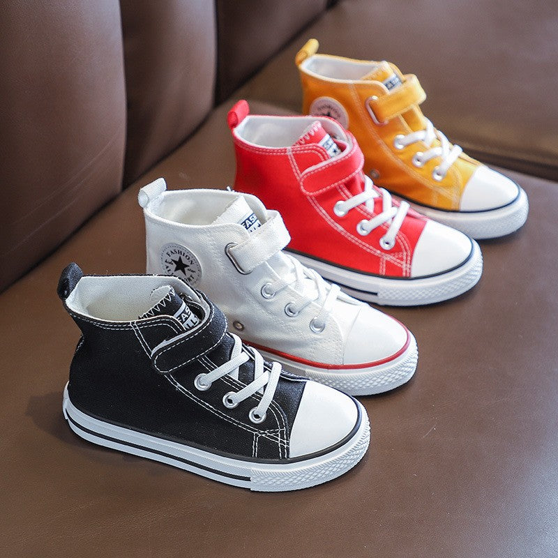 Children Canvas Shoes High-Top Boys and Girls Shoes White Board Shoes Small White Shoes New Kindergarten Baby Cloth Shoes