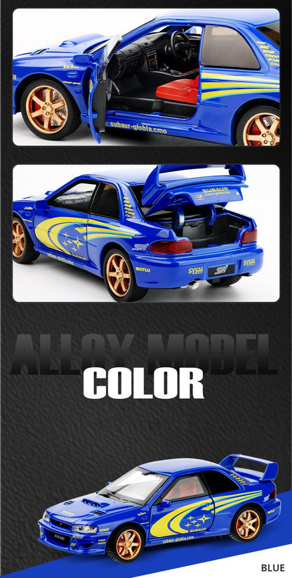 JDM 1/32 Subaru Impreza WRX STI Rally Supercar Diecast Model Alloy Metal Car Children's Toy Car Miniature Mini GT Holiday Gifts