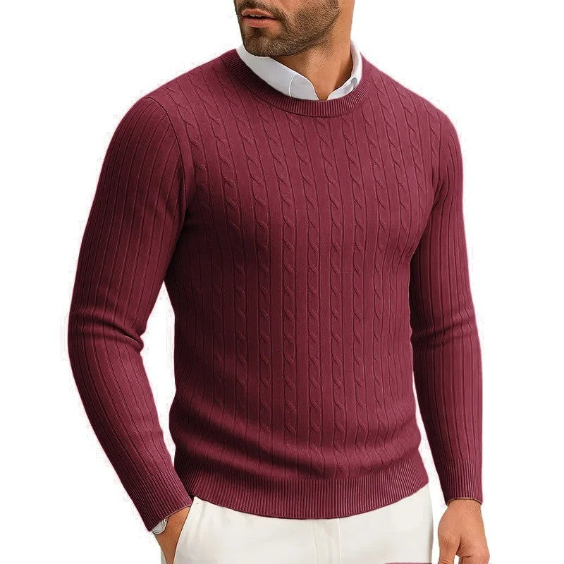 Men's Crewneck Knitted Pullover Sweater Fit Long Sleeve Casual Sweaters Winter Warm Twist Patterned Cable Work Jumper
