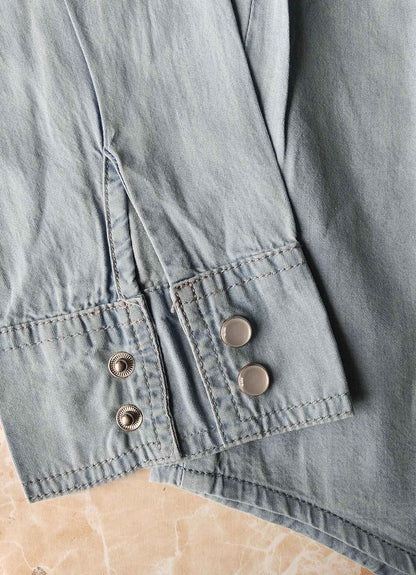 Women Blouse Denim Long Sleeve Spring Clothes Blue Lapel Shirt Blusas Mujer De Moda