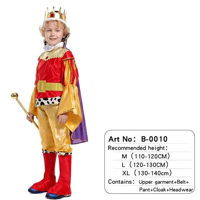 Boy King Prince Role Playing Costume Royal Set Prince Crown Cloak Halloween Birthday Makeup Party Gorgeous Dress Up No scepter