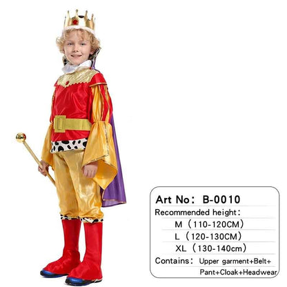 Boy King Prince Role Playing Costume Royal Set Prince Crown Cloak Halloween Birthday Makeup Party Gorgeous Dress Up No scepter