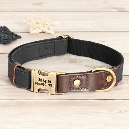 Coleira de cachorro de couro PU personalizada grátis coleira de cachorro gravada coleiras de cachorro ajustáveis fivela de estimação colar de identificação durável para cães pequenos médios grandes Pug