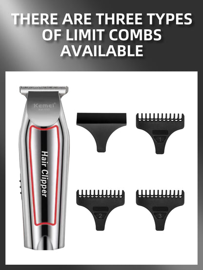 Kemei Professional Alloy Hair Trimmer Electric Beard Trimmer Rechargeable Hair Clipper Haircut Machine for Men KM-032