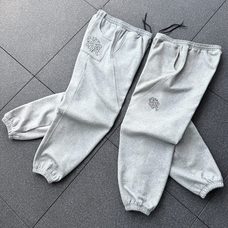 Calções casuais de hip-hop retrô estilo europeu e americano, calças esportivas com logo de marca bordado, unissex, folgadas, perna larga