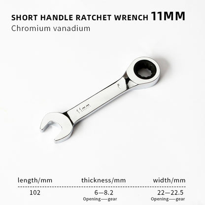 1 Chave de Catraca Curta - Alcance de 6-19mm, Chaves de Soquete de Catraca de Cabo Curto de 72 Dentes para Reparo Automotivo e de Porcas