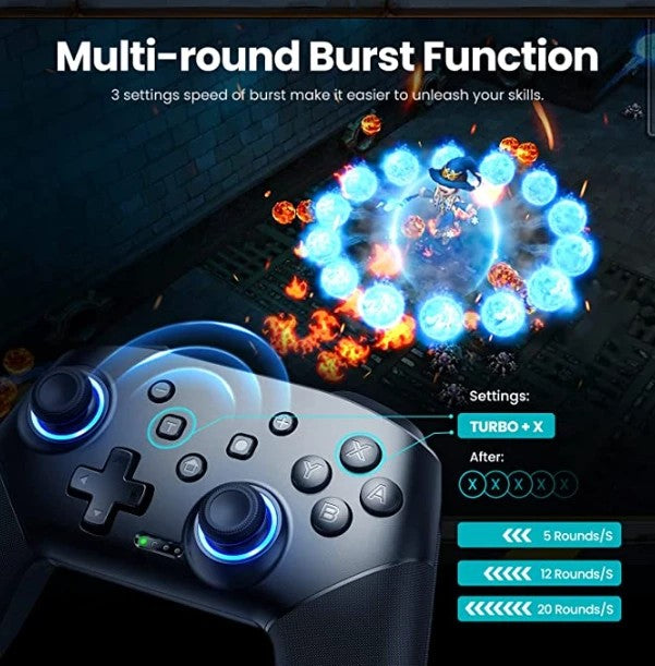 DATA FROG Wireless Controller For Switch OLED/Lite Console Pro Gamepad with 1000Mah Battery Programmable Turbo Function