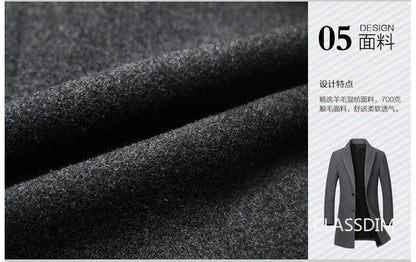 New Winter Men Cashmere Trench Coats Wool Blends Overcoats Business Casual Trench Long Jackets Male Slim Blends Coats Size 4XL