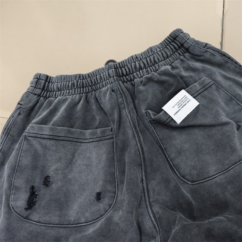 2025 Calças de Moletom NBHD Soltas Unissex de Alta Qualidade com Lavagem Pesada Retrô e Tinta Espirrada Calças de Pista Moletom Neighborhood