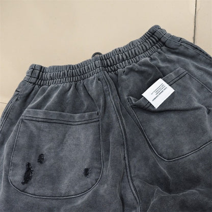 2025 Calças de Moletom NBHD Soltas Unissex de Alta Qualidade com Lavagem Pesada Retrô e Tinta Espirrada Calças de Pista Moletom Neighborhood