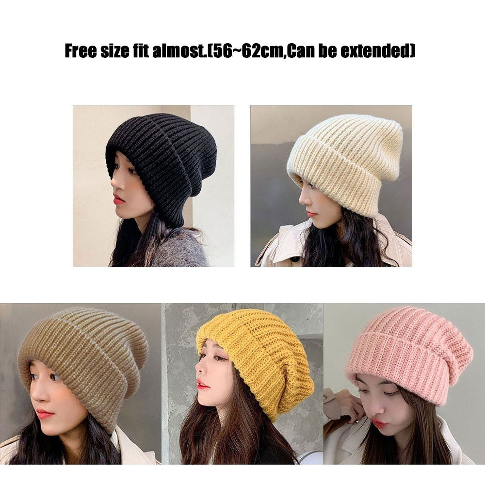 Fashion Winter Warm Hats for Women Casual Stacking Knitted Bonnet Caps Men Hats Solid Color Hip Hop Unisex Female Beanies