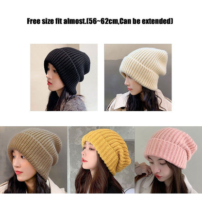 Fashion Winter Warm Hats for Women Casual Stacking Knitted Bonnet Caps Men Hats Solid Color Hip Hop Unisex Female Beanies