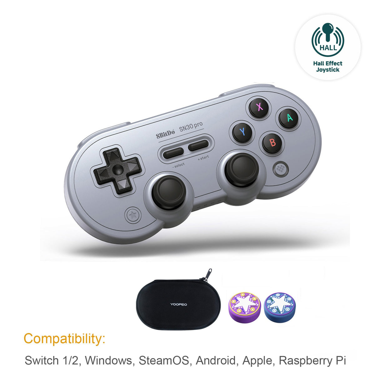 8Bitdo SN30 Pro Bluetooth Wireless Gaming Controller with Hall Effect for Switch 2 MacOS Android Raspberry Pi Windows Steam Deck