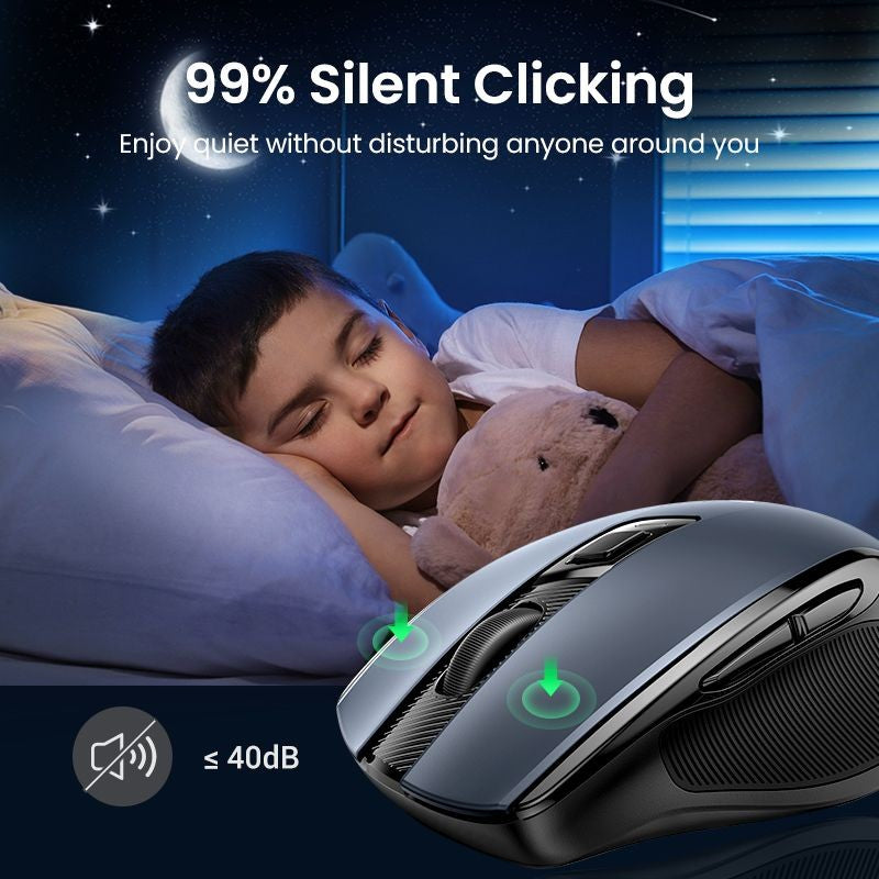 Mouse sem fio UGREEN Bluetooth 5.0 Mouse ergonômico 4000DPI 6 botões silenciosos Mouse para MacBook Tablet Laptops Computador PC 2.4G