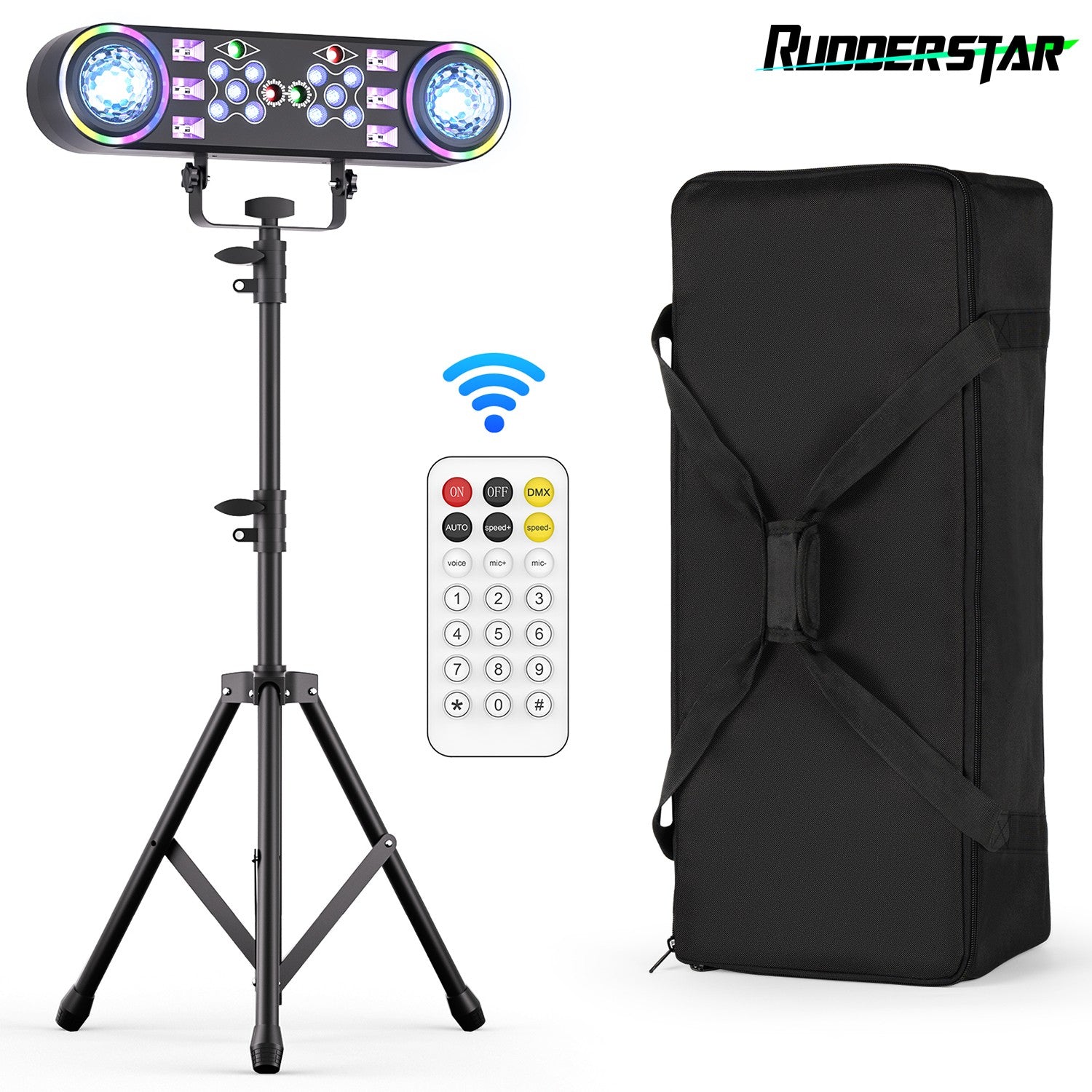 80W 7in1 RGBW LED Effect Lights Bracket Lights W/Bag Magic Ball Lights Remote Control Stage Lighting for DJ Disco Party Theater