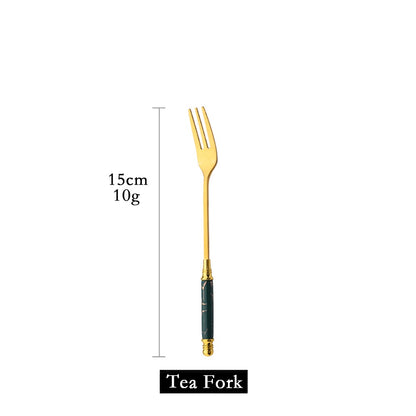 New Green Gold Ceramic Handle Dinnerware Cutlery Set Stainless Steel Tableware Western Knife Fork Spoon Flatware Silverware Set