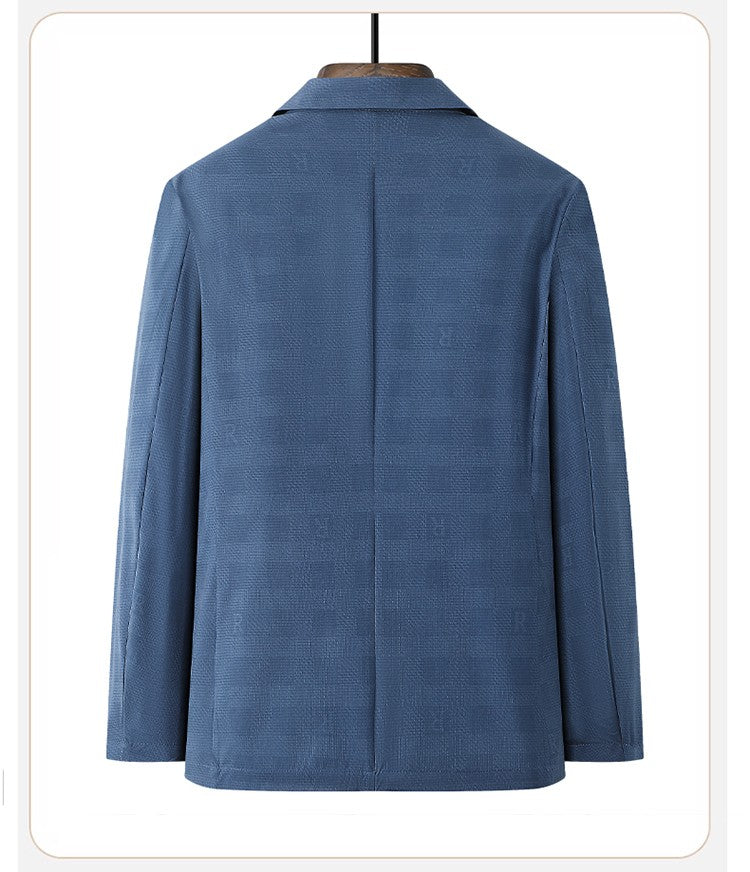 Large Size Thin Ice Silk Suit High Elastic Lightweight Breathable Casual Sun-Protective Smooth Light Luxury Jacket