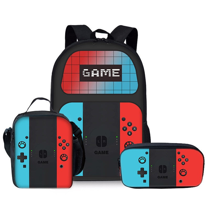 Luxo Popular Engraçado console de jogos Impressão 3D 3pçs/Conjunto Mochilas Escolares para Alunos Mochila para Notebook Bolsa de Almoço Estojo de Lápis
