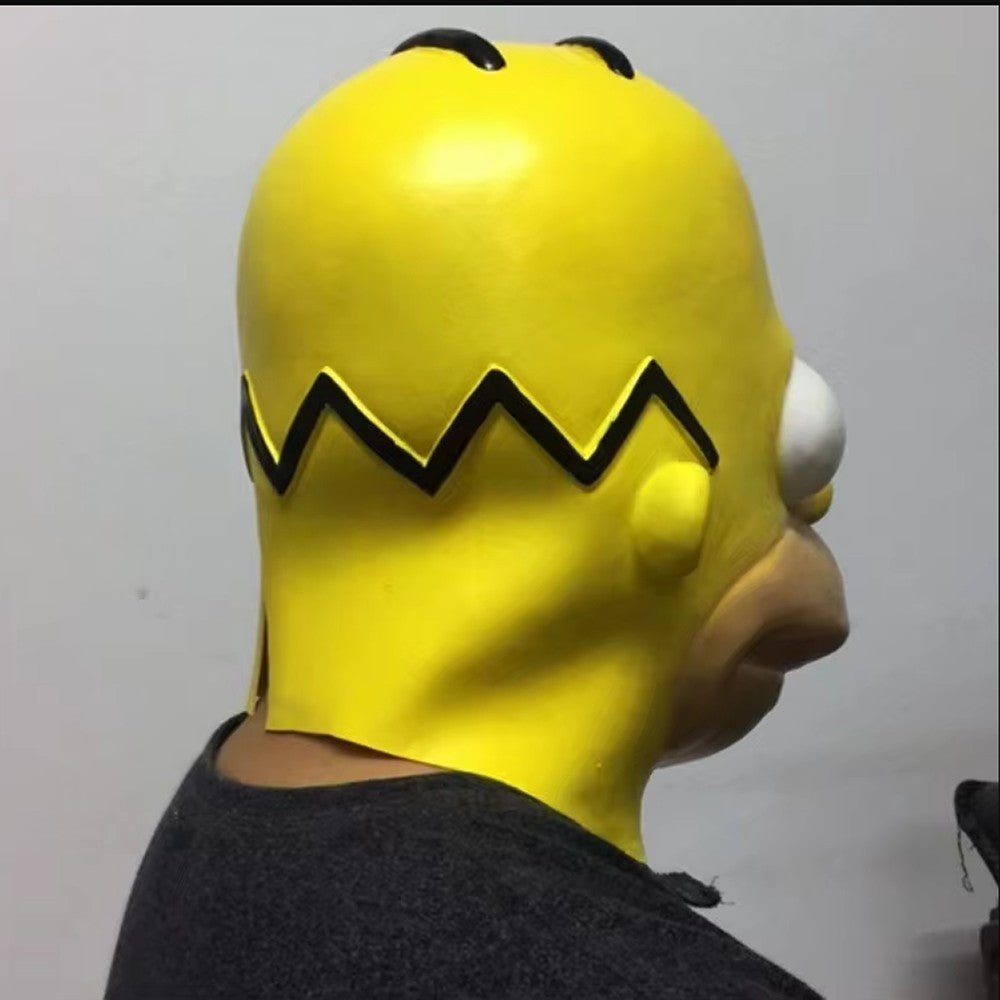 Anime Movie Simpson Cosplay Mask Festival Party Stage Performance Wear Hood Children's Day Yellow Latex Face Shield