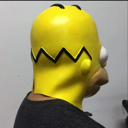 Anime Movie Simpson Cosplay Mask Festival Party Stage Performance Wear Hood Children's Day Yellow Latex Face Shield