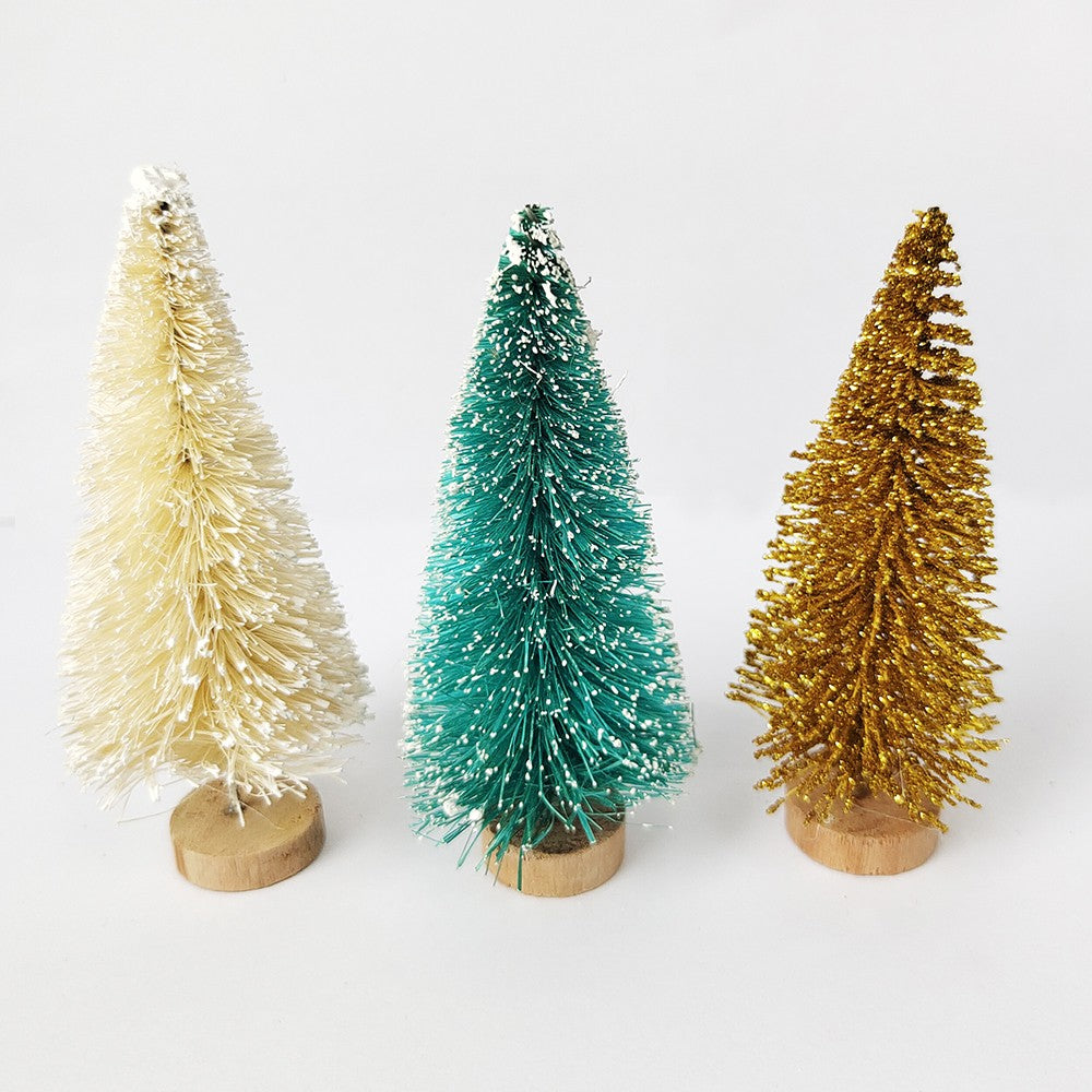 5/8pcs Mini Christmas Trees Small Artificial Christmas Tree Ornament Cedar Pine Sisal Tabletop Merry Christmas Party Decoration