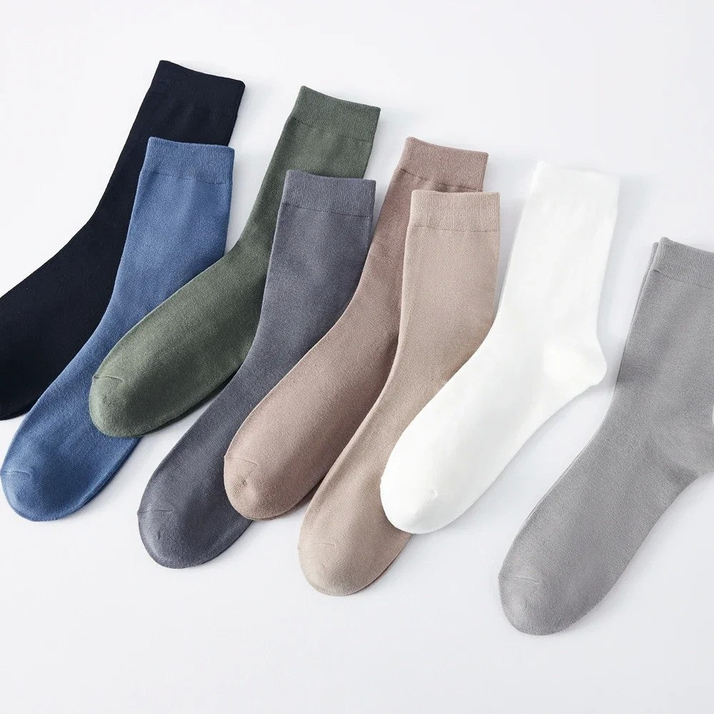 6 Pairs EUR44-50 Plus Size Men Socks High Quality Cotton Socks Breathable Mid Tube Sports Business Socks Black White