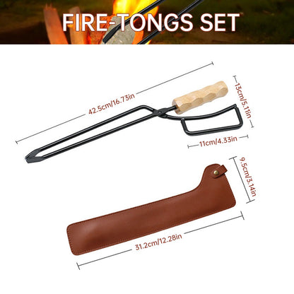 Fire Tong Charcoal Clip Metal Wooden Barbecue FireTongs Heat-resistant Carbon Picking Clip Outdoor Picnic Fireplace Clamp